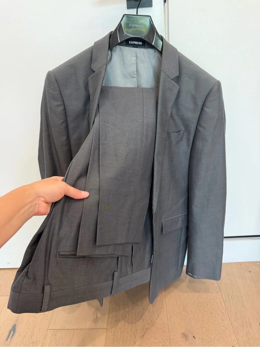 Express Men's Charcoal Gray Two-Button Suit Jacket